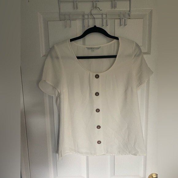 Cleo Petites White Blouse with Brown Buttons - Picture 1 of 6